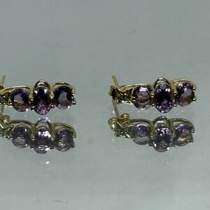 10k Gold & Diamond Amethyst Earrings